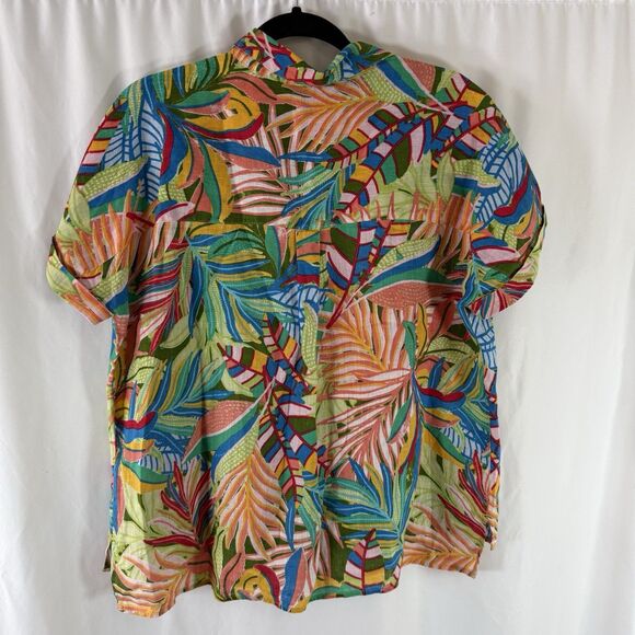 C&C California 100% Linen Blouse Women's Large Short Sleeve Button Up Lightweigh - Picture 7 of 9